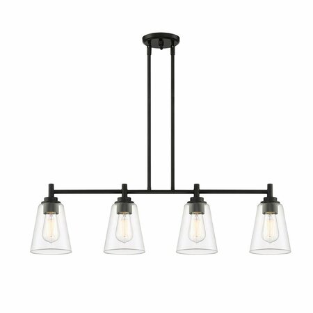 DESIGNERS FOUNTAIN Westin 60 Watt 4 Light Matte Black Pendant with Clear Glass Shade 95738-MB